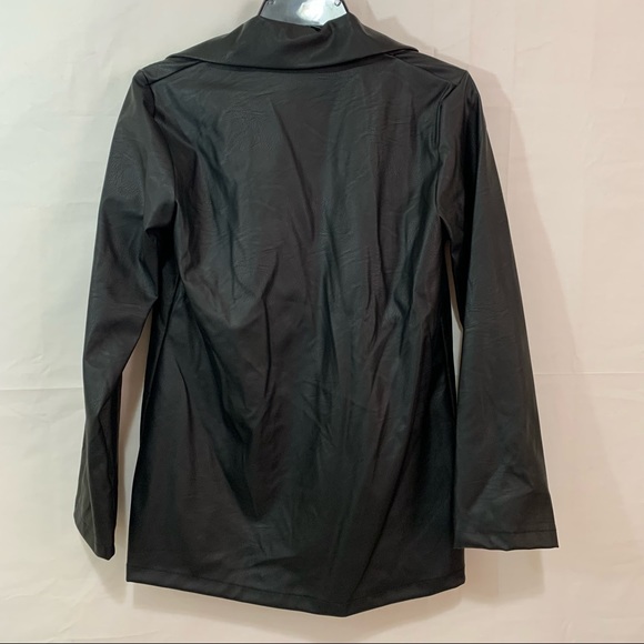 Boohoo Womens NWOT Faux Leather Blazer in Black Size 0 - Picture 5 of 6